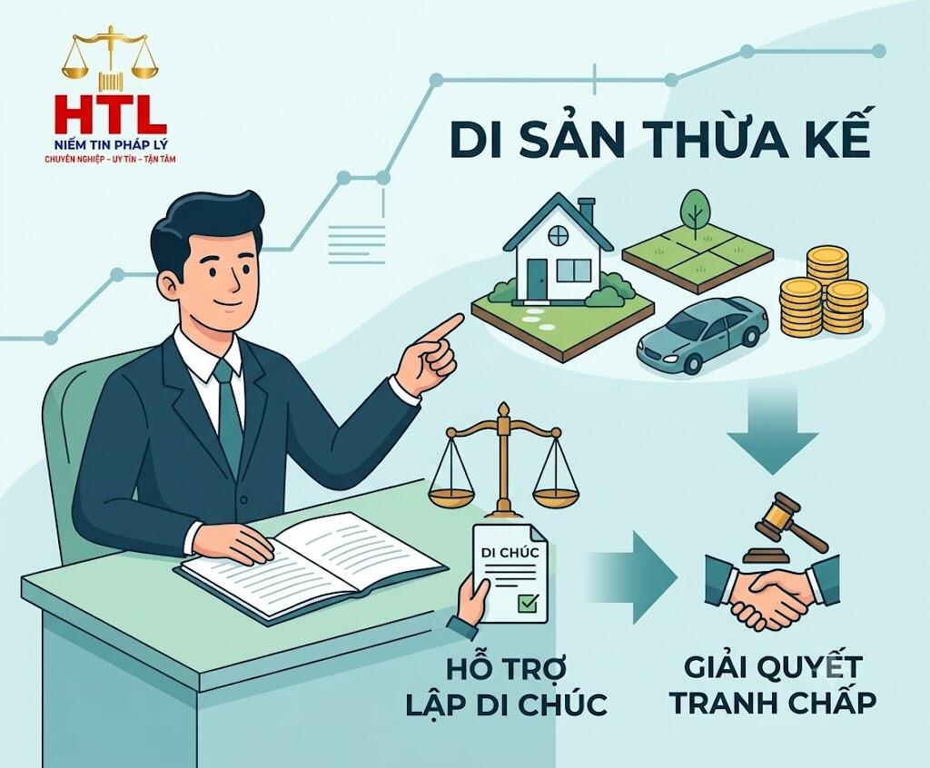 Luật sư tư vấn pháp lý về di sản thừa kế, hỗ trợ lập di chúc và giải quyết tranh chấp đúng thời hiệu khởi kiện thừa kế.