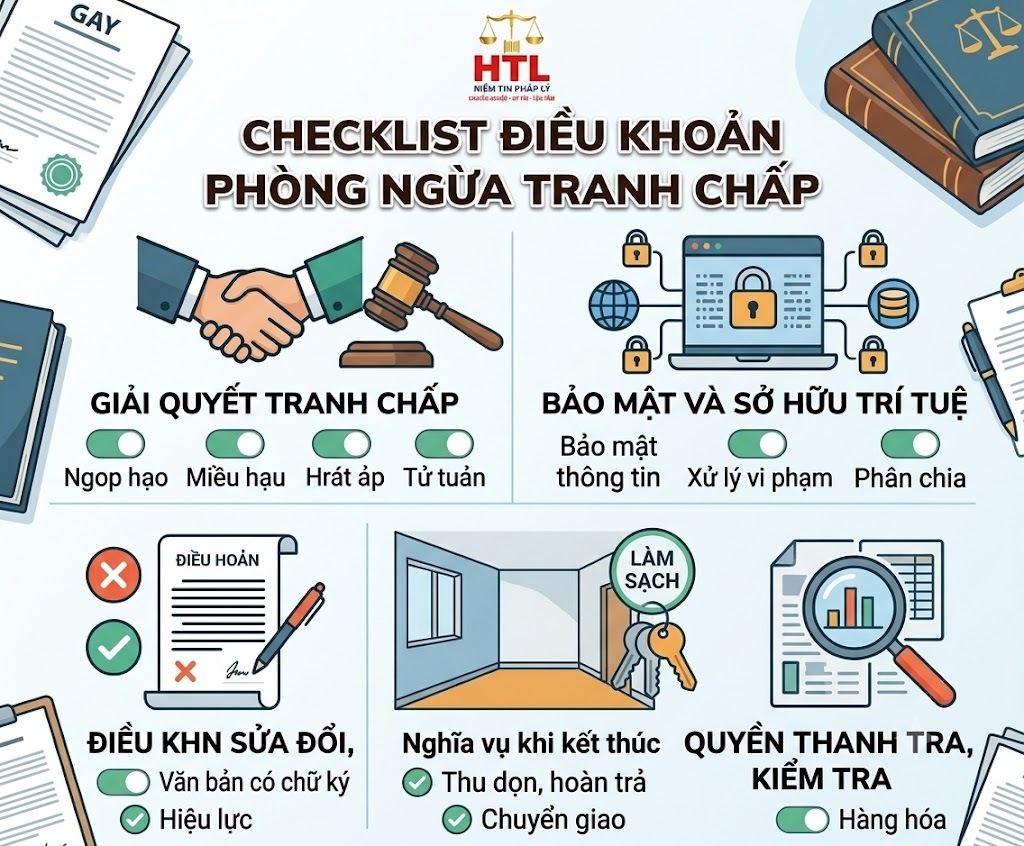 Checklist các điều khoản pháp lý quan trọng giúp phòng ngừa rủi ro tranh chấp
