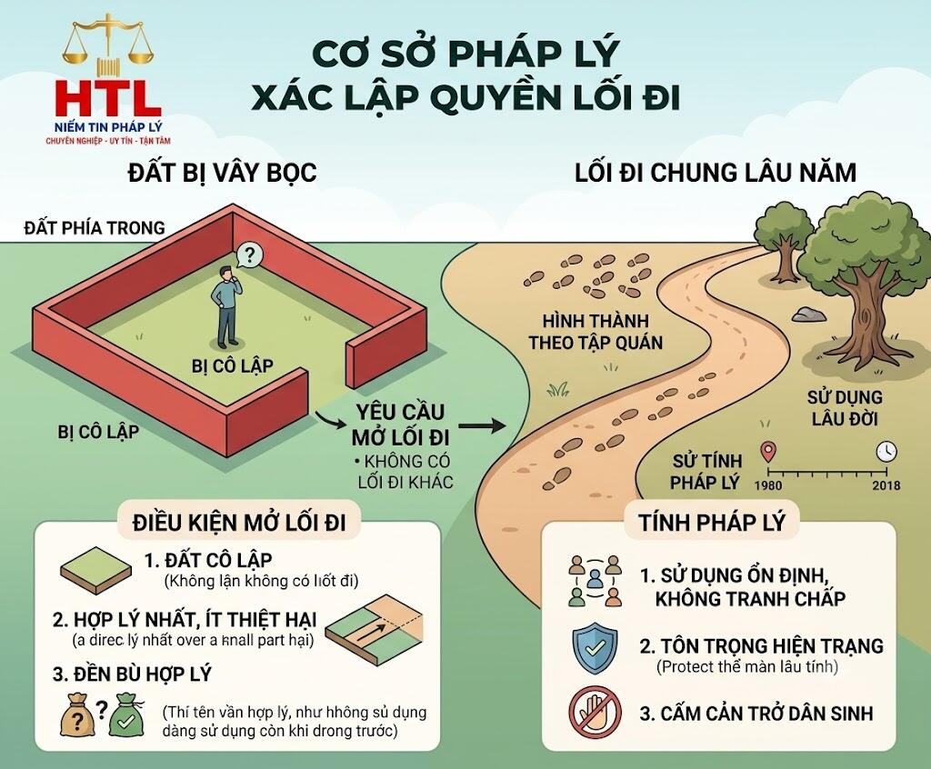 Cơ sở pháp lý xác lập quyền sử dụng lối đi chung lâu năm
