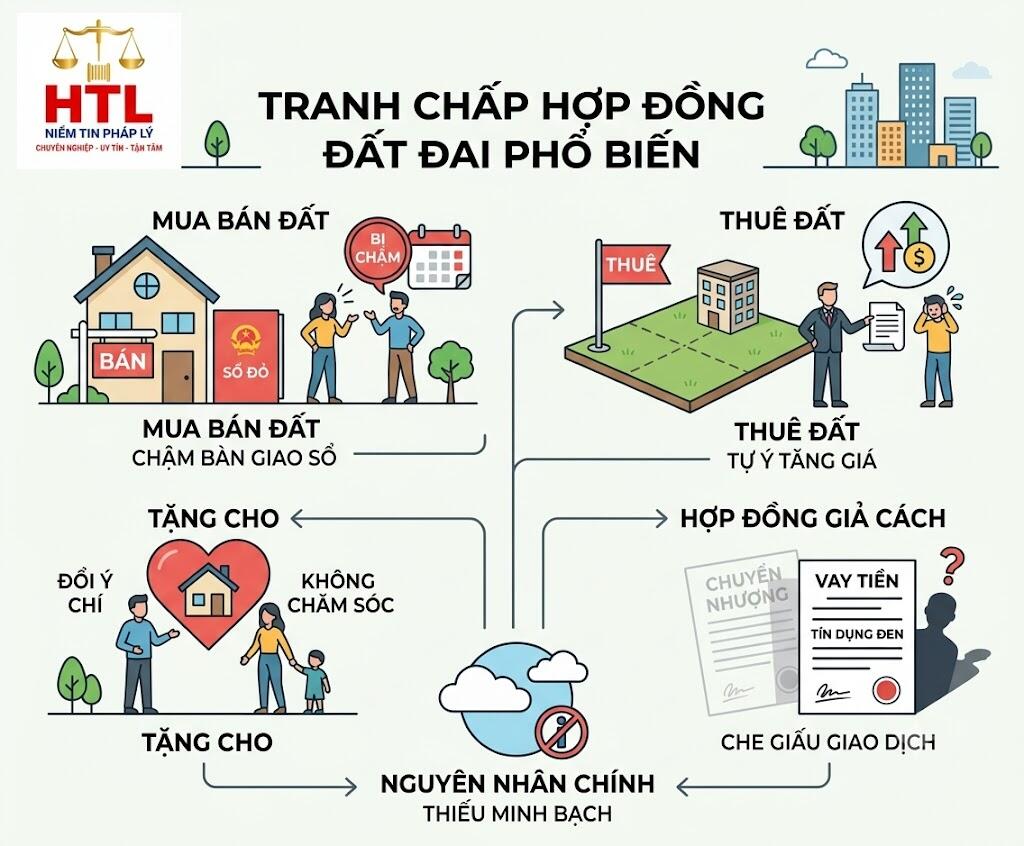 Các loại tranh chấp hợp đồng đất đai bồi thường phổ biến