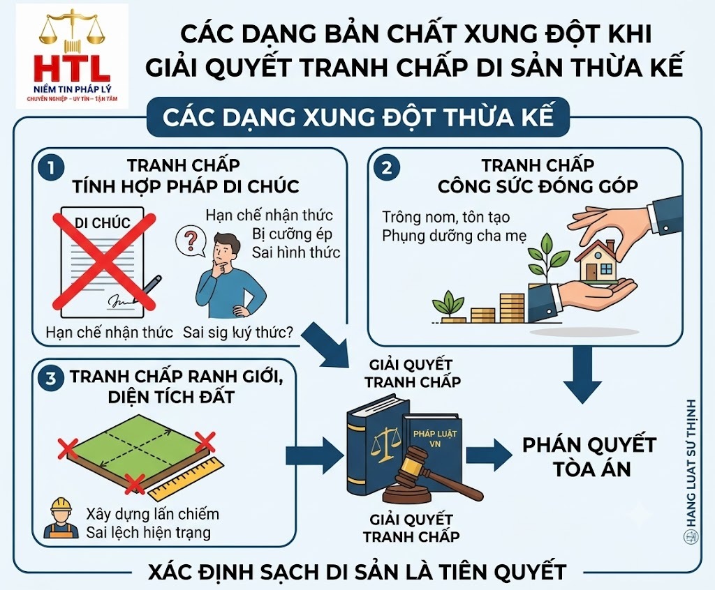 Các dạng xung đột phổ biến trong thủ tục giải quyết tranh chấp thừa kế được tư vấn bởi luật sư uy tín