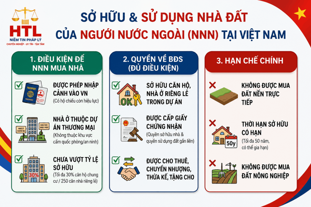 Người nước ngoài được cấp giấy chứng nhận có giới hạn thời gian (tối đa 50 năm).